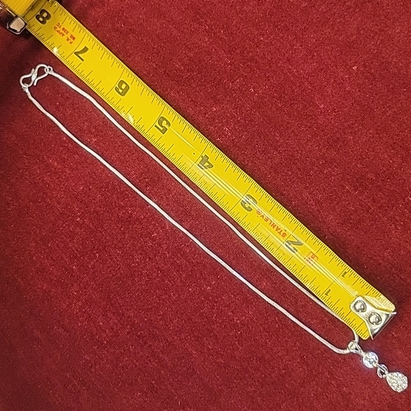 Eastern Indian Silver & Clear Glass Stone Necklace & Pierced Earring Set. - Picture 10 of 15